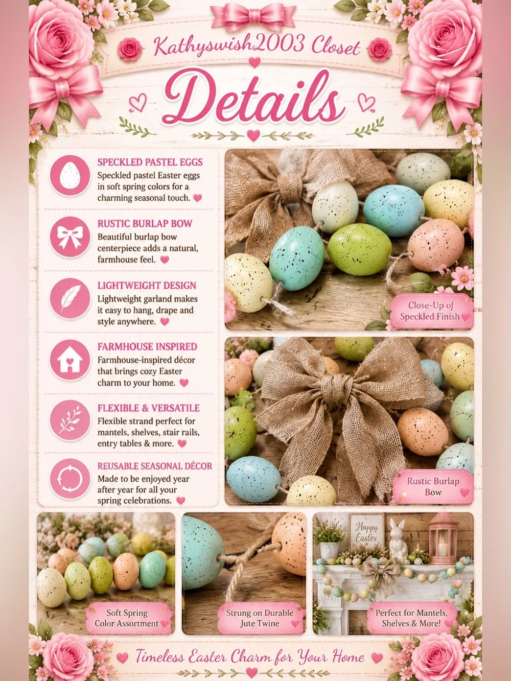 Garland of Speckled Easter Eggs